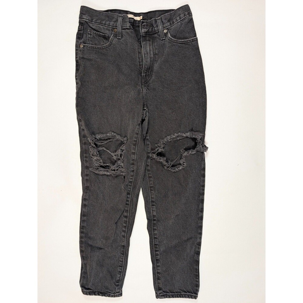 Levis Mom Jeans Womens 28 Black High Waisted Distressed Cotton